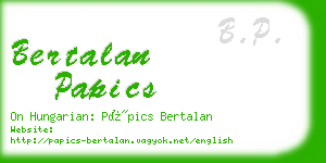 bertalan papics business card